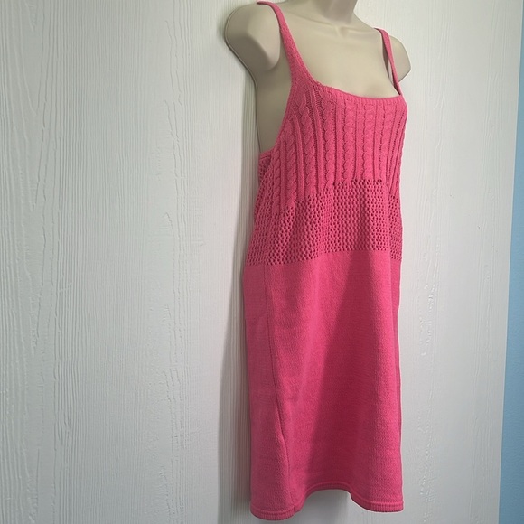 Zara - NWT Pink Knitted Chenille Spaghetti Strap Mini Dress Size Large - Picture 4 of 12
